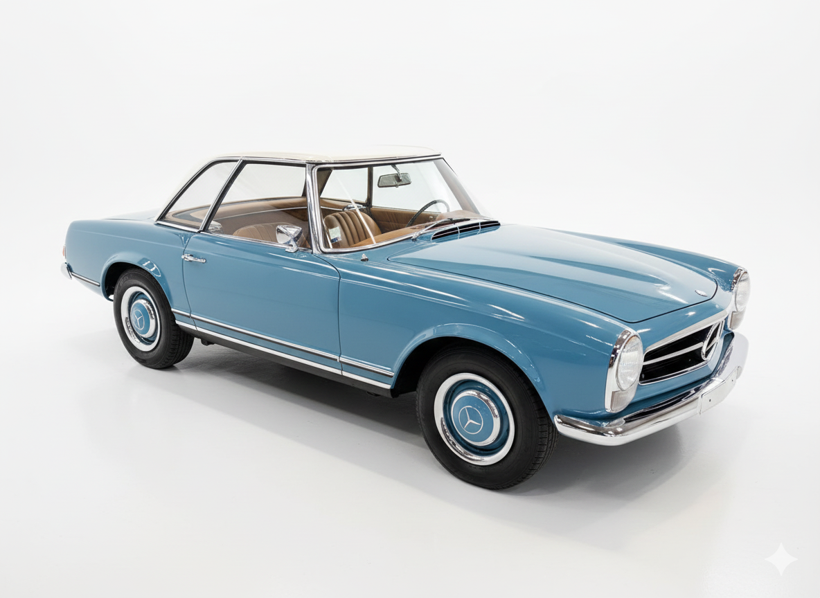 Studio exterior view of this 1965 Mercedes-Benz 230 SL Pagode